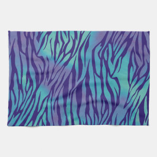 Linge De Cuisine Zèbre Bleu Aqua Et Violet