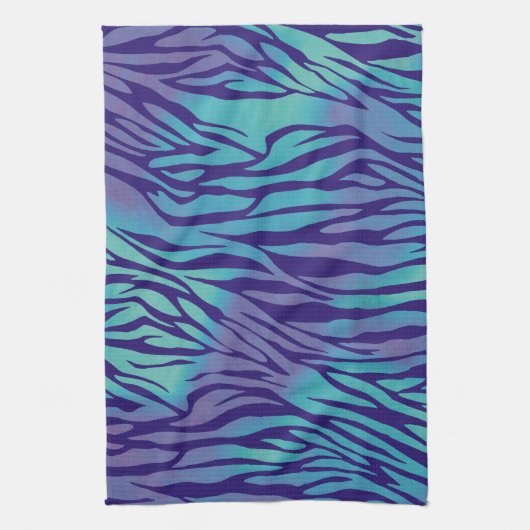 Linge De Cuisine Zèbre Bleu Aqua Et Violet (Vertical)