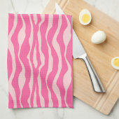 Linge De Cuisine Zèbre rayures - Fuchsia et rose clair (Quart Plié)