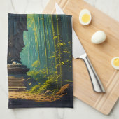 Linge De Cuisine Zen dans la forêt de bambou (Quart Plié)