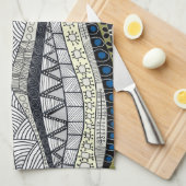 Linge De Cuisine Zentangle Abstract Mosaic Kitchen Tea Towel (Quart Plié)
