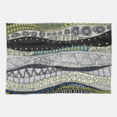 Linge De Cuisine Zentangle Abstract Mosaic Kitchen Tea Towel (Horizontal)