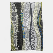 Linge De Cuisine Zentangle Abstract Mosaic Kitchen Tea Towel (Vertical)