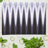 Linge De Cuisine Zig Zag noir blanc gris foncé violet Motif beige (Plié)