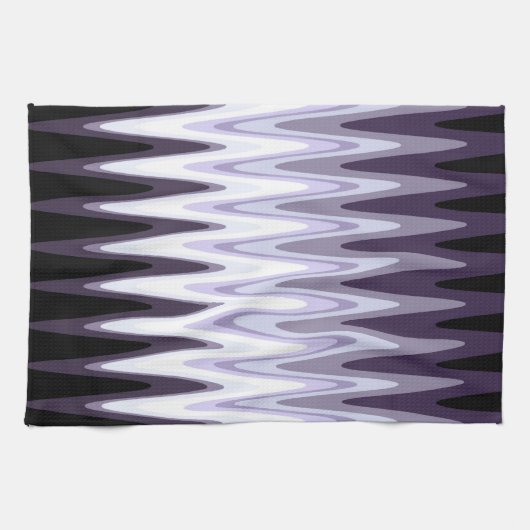 Linge De Cuisine Zig Zag noir blanc gris foncé violet Motif beige (Horizontal)