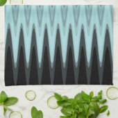 Linge De Cuisine Zig Zag Turquoise noir Motif gris (Plié)