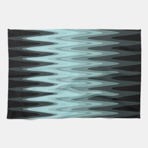 Linge De Cuisine Zig Zag Turquoise noir Motif gris