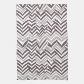 Linge De Cuisine ZigZag Brown et blanc (Vertical)