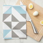 Linge De Cuisine ZigZag géométrique bleu et argent (Quart Plié)