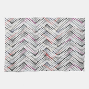 Linge De Cuisine Zigzag, géométrique, gris, lilas, rose, noir, band