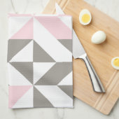 Linge De Cuisine ZigZag géométrique rose et argent (Quart Plié)