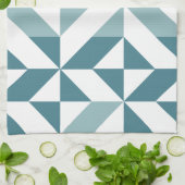 Linge De Cuisine ZigZag géométrique vert turquoise à deux tons (Plié)