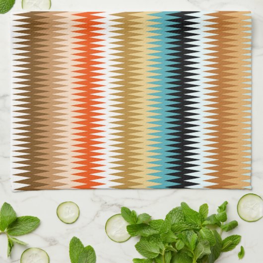 Linge De Cuisine Zigzag Multicolor Motif (Plié)