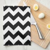 Linge De Cuisine Zigzag noir et blanc (Quart Plié)