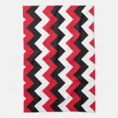 Linge De Cuisine Zigzag noir et blanc rouge (Vertical)