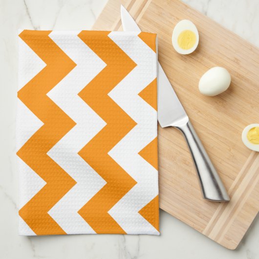 Linge De Cuisine Zigzag orange foncé (Quart Plié)