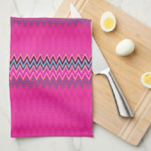 Linge De Cuisine Zigzag rose (Quart Plié)
