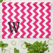 Linge De Cuisine Zigzag rose vif monogramme (Plié)