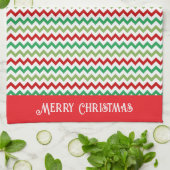 Linge De Cuisine Zigzag rouge vert et blanc de Noël (Plié)