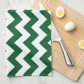 Linge De Cuisine Zigzag Vert et Blanc (Quart Plié)