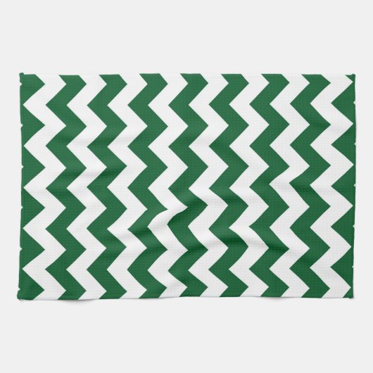 Linge De Cuisine Zigzag vert et blanc (Horizontal)
