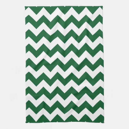 Linge De Cuisine Zigzag vert et blanc (Vertical)