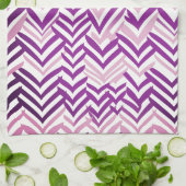 Linge De Cuisine ZigZag violet et blanc (Plié)