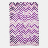 Linge De Cuisine ZigZag violet et blanc (Vertical)
