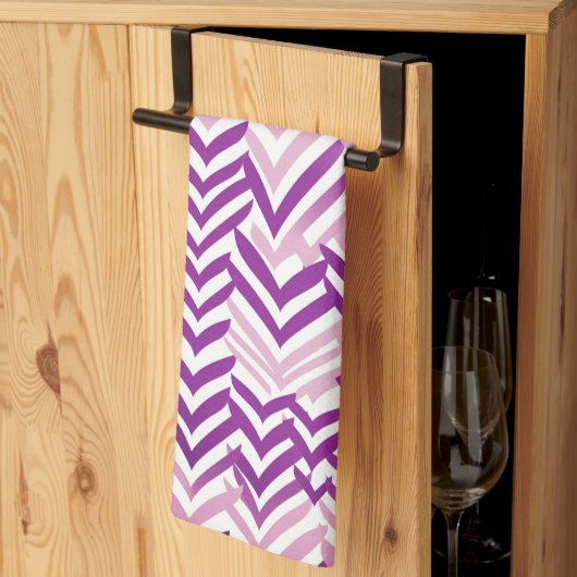 Linge De Cuisine ZigZag violet et blanc (Pliage en tiers)