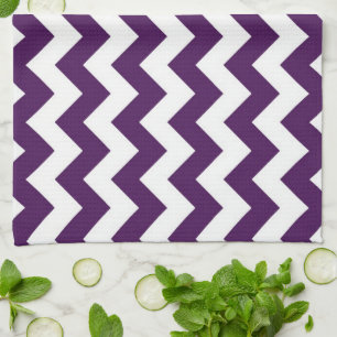 Linge De Cuisine Zigzag violet et blanc