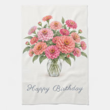Zinnias Corail Rose Joyeux Anniversaire