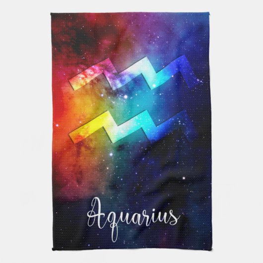 Linge De Cuisine Zodiac : Aquarius Space Rainbow (Vertical)