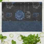 Linge De Cuisine Zodiaque magic | Dark Navy Blue Gothic Skull (Plié)