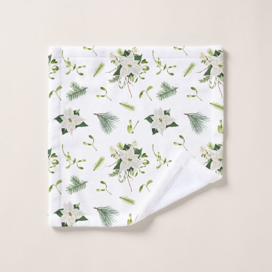 Linge de lavage floral vert et blanc doux et éléga (Gant de toilette)