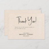 Linge de lit beige Carte de remerciements de bienv (Devant / Derrière)