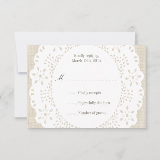 Linge de lit et dentelle beige : Carte RSVP (Devant)