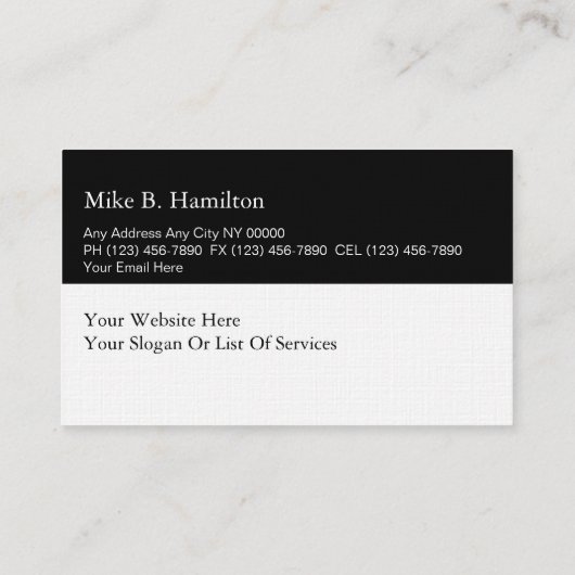 Linge de maison classique Cartes de visite profess (Dos)