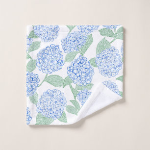 Linge de toilette floral à l'hortensia bleu et ver