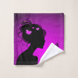 Linge de toilette La femme papillons violets