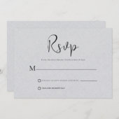 Linge gris clair Carte RSVP Script noir simple (Devant / Derrière)