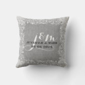 Linge gris et dentelle blanche 2 Coussin Mariage M (Verso)