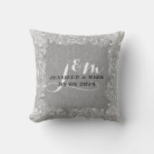 Linge gris et dentelle blanche 2 Coussin Mariage M (Recto)