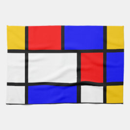 Linge huis in Mondrian-stijl Theedoek