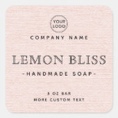 Linge rose pâle look carré produit étiquettes (Devant)