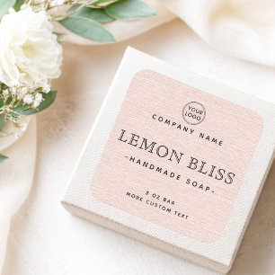 Linge rose pâle look carré produit étiquettes