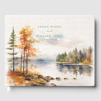 Linge rustique avec lac d'automne Mariage Livre d'