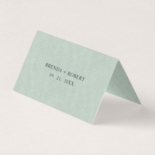 Linge vert Simple noir Script Mariage Carte Place (Dos)