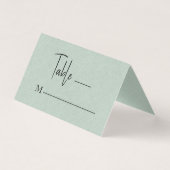Linge vert Simple noir Script Mariage Carte Place (Devant)