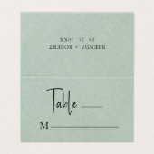 Linge vert Simple noir Script Mariage Carte Place (Extérieur déplié)