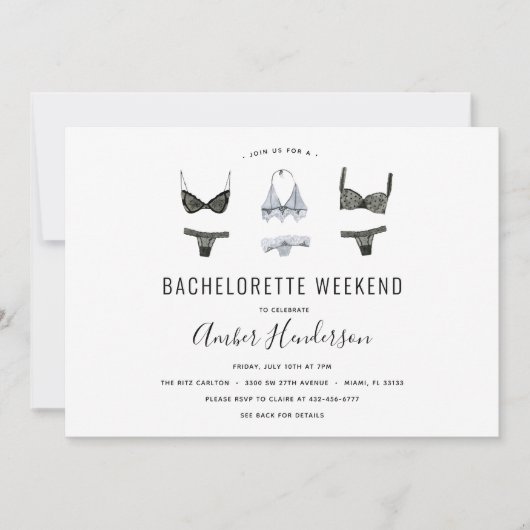 Lingerie Bachelorette Itinéraire Invitation (Devant)